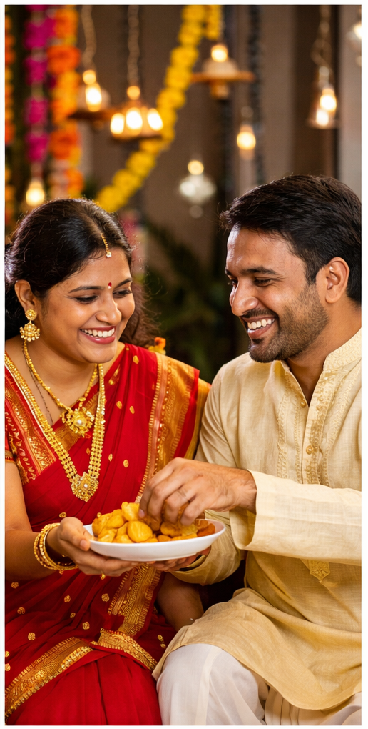 Family enjoying banana chips during festivals and celebrations